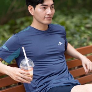 Bộ nam cổ tròn Rinoboss BNA444X Xanh navi phối vai