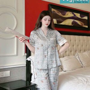 Bộ dài cộc moschino màu xanh ghi