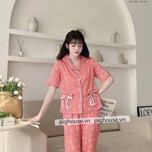 Bộ dài cộc Pijama hình tai nghe
