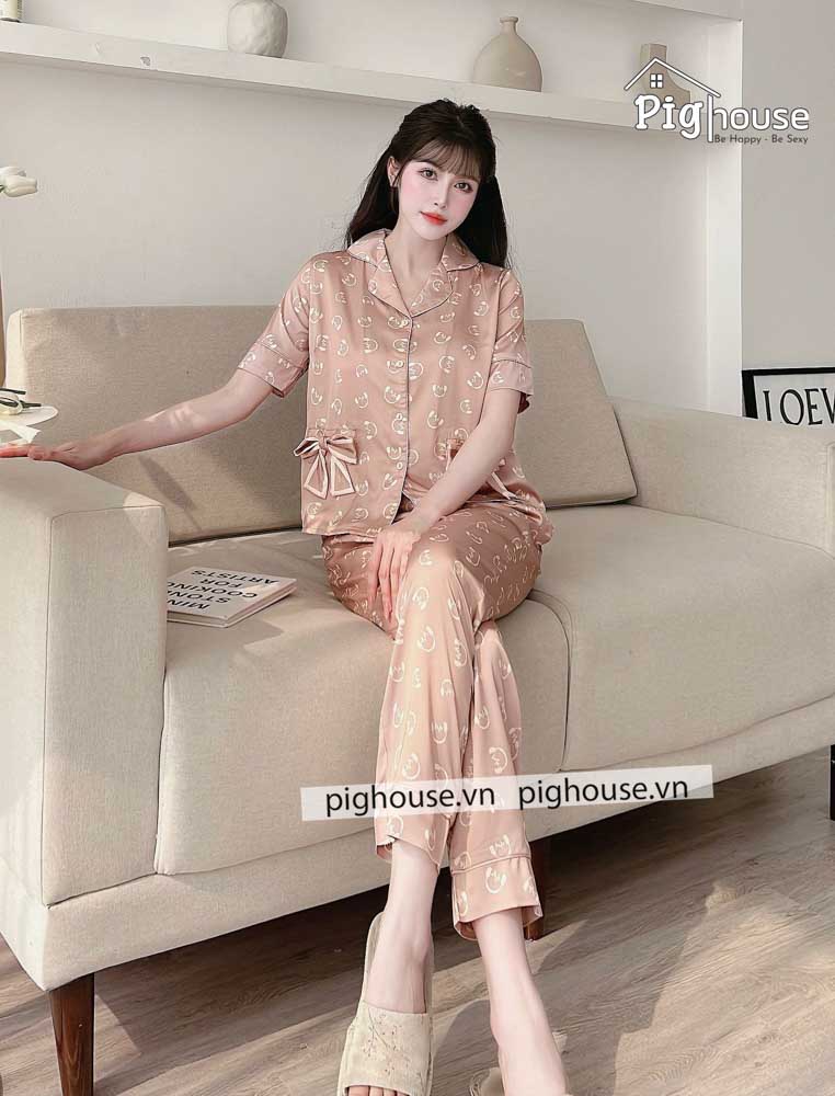 Bộ Pijama dài hình tai nghe nâu - Hình ảnh 2