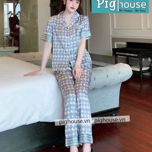 Bộ dài cộc trăng khuyết màu xanh