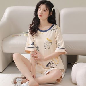 Bộ đùi cộc cotton màu kem đồng giá