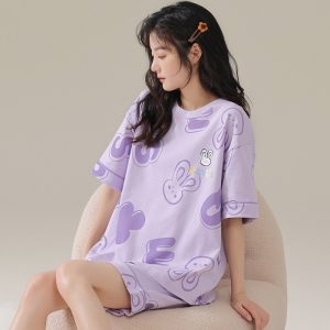 Bộ đùi cộc cotton màu tím đồng giá