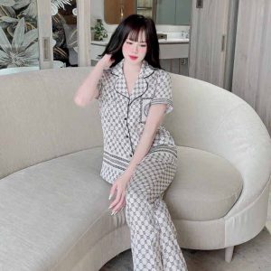 Bộ dài cộc Pijama chữ GG caro