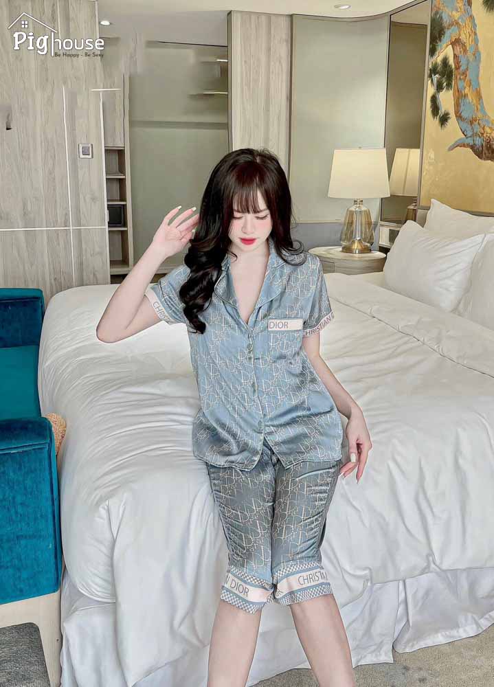bộ ngố cộc pijama chữ dior