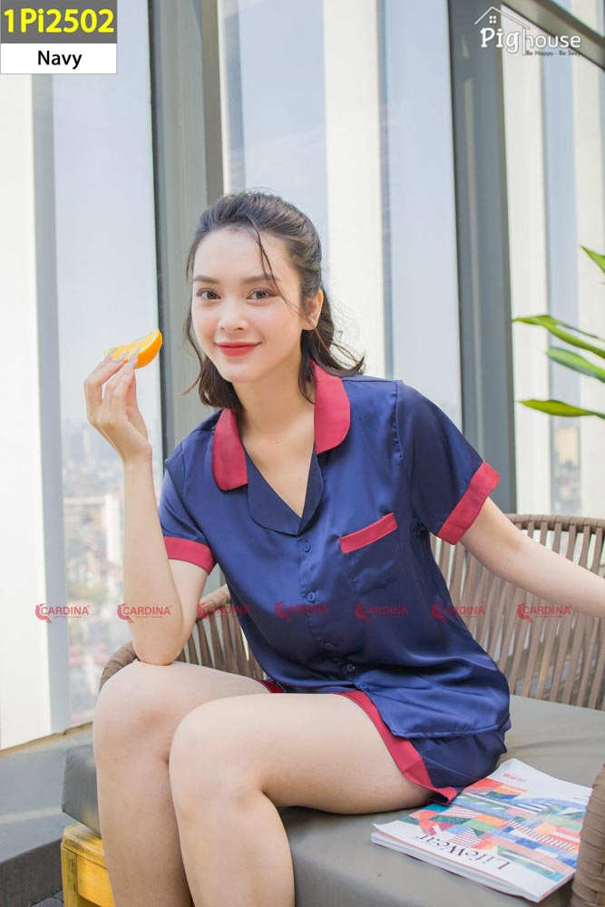Bộ đùi pijama Cardina lụa trơn 1PI25