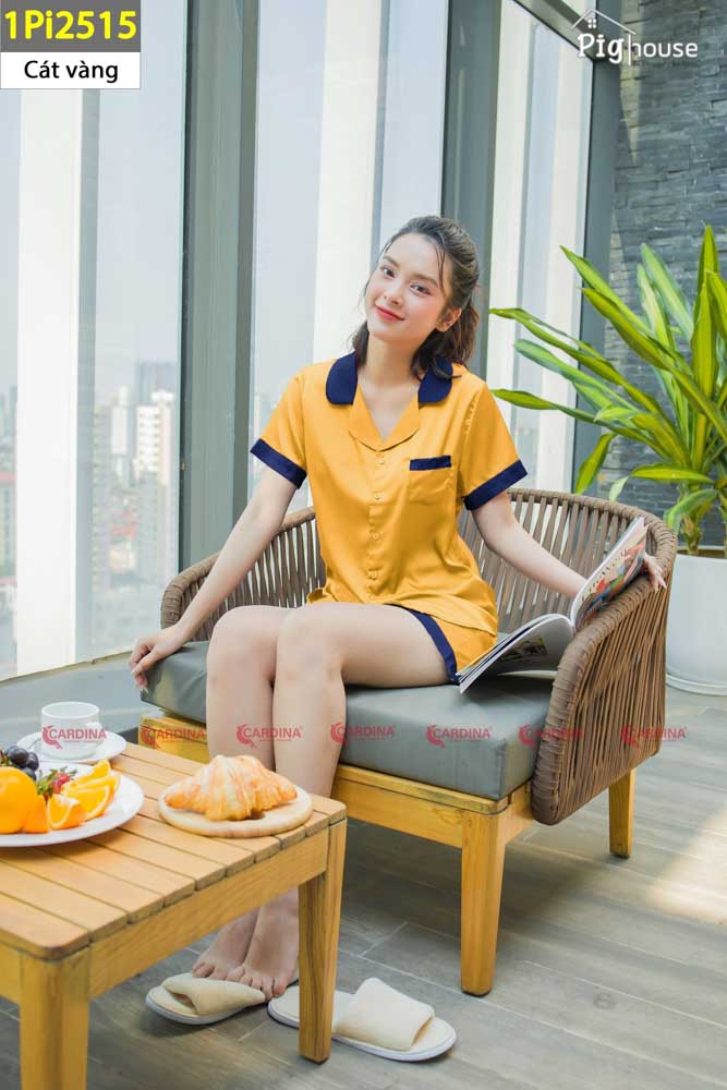 Bộ đùi pijama Cardina lụa trơn 1PI25