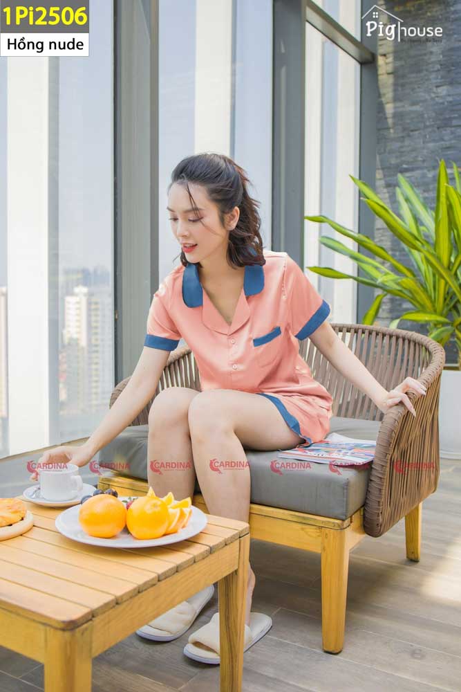 Bộ đùi pijama Cardina lụa trơn 1PI25