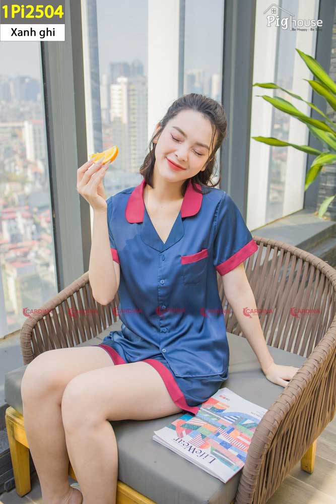 Bộ đùi pijama Cardina lụa trơn 1PI25
