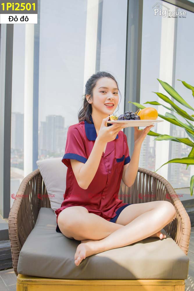 Bộ đùi pijama Cardina lụa trơn 1PI25