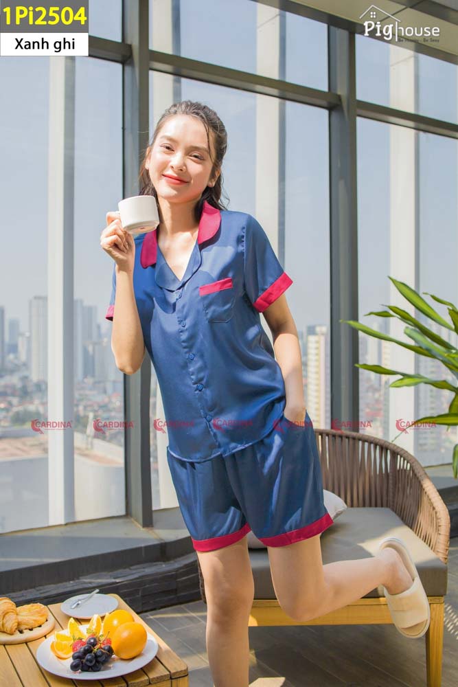 Bộ đùi pijama Cardina lụa trơn 1PI25