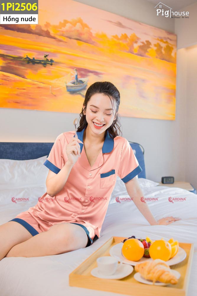 Bộ đùi pijama Cardina lụa trơn 1PI25