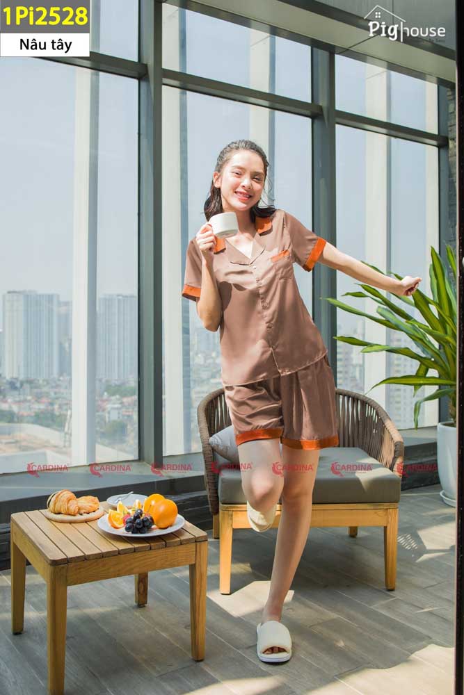 Bộ đùi pijama Cardina lụa trơn 1PI25