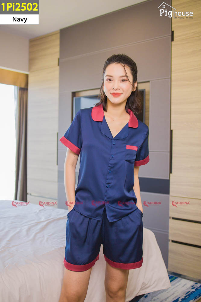 Bộ đùi pijama Cardina lụa trơn 1PI25