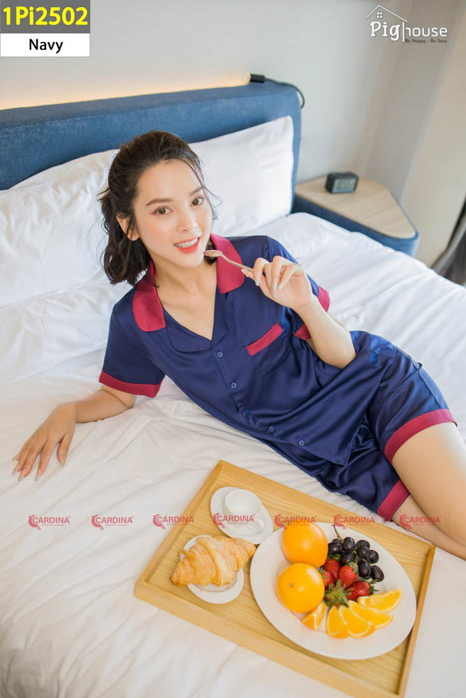Bộ đùi pijama Cardina lụa trơn 1PI25
