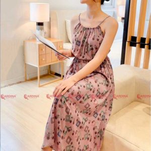 Váy lanh tre Cardina cổ yếm 2VL01