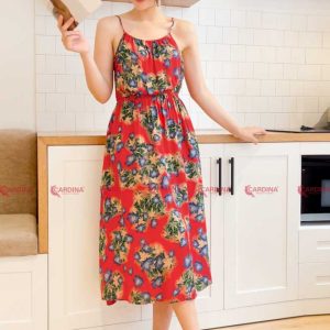 Váy lanh tre Cardina cổ yếm 2VL01