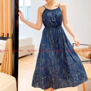 Váy lanh tre Cardina cổ yếm 2VL01