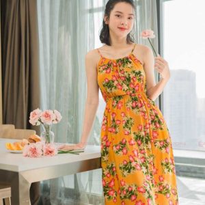 Váy lanh tre Cardina cổ yếm 2VL01
