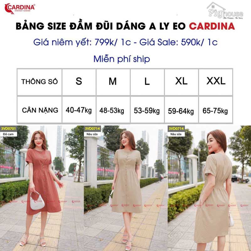 Bảng Size Đẫm đũi Cardina dáng A 3VD07