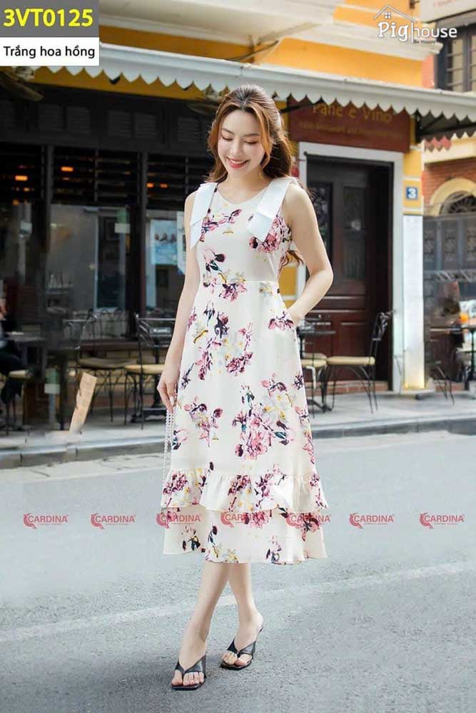 Đầm maxi Cardina tay nơ 3VT01