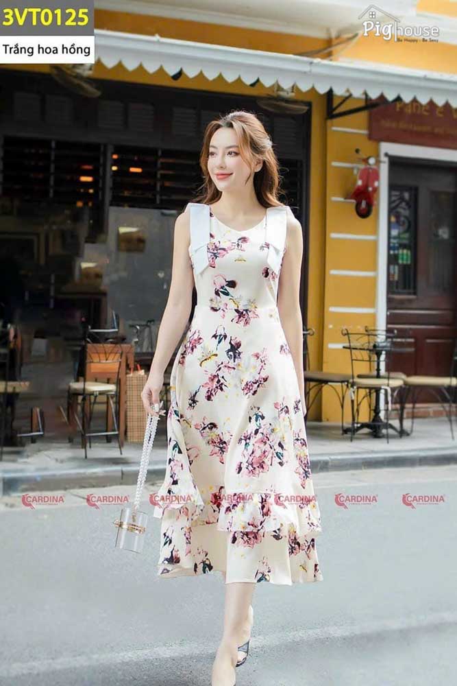 Đầm maxi Cardina tay nơ 3VT01