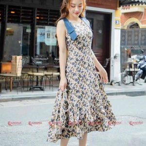 Đầm maxi Cardina tay nơ 3VT01