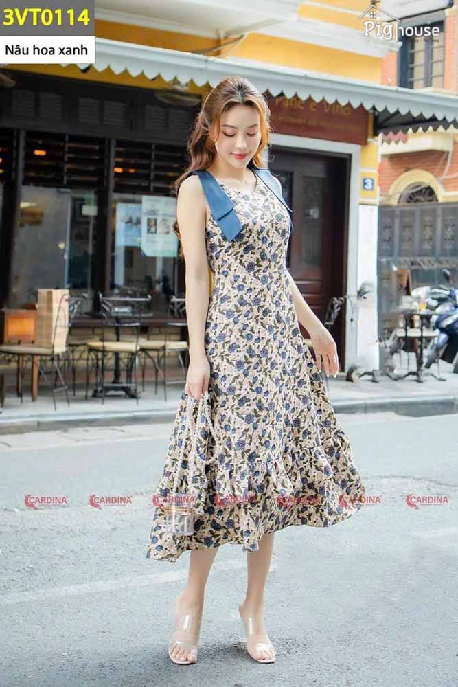 Đầm maxi Cardina tay nơ 3VT01