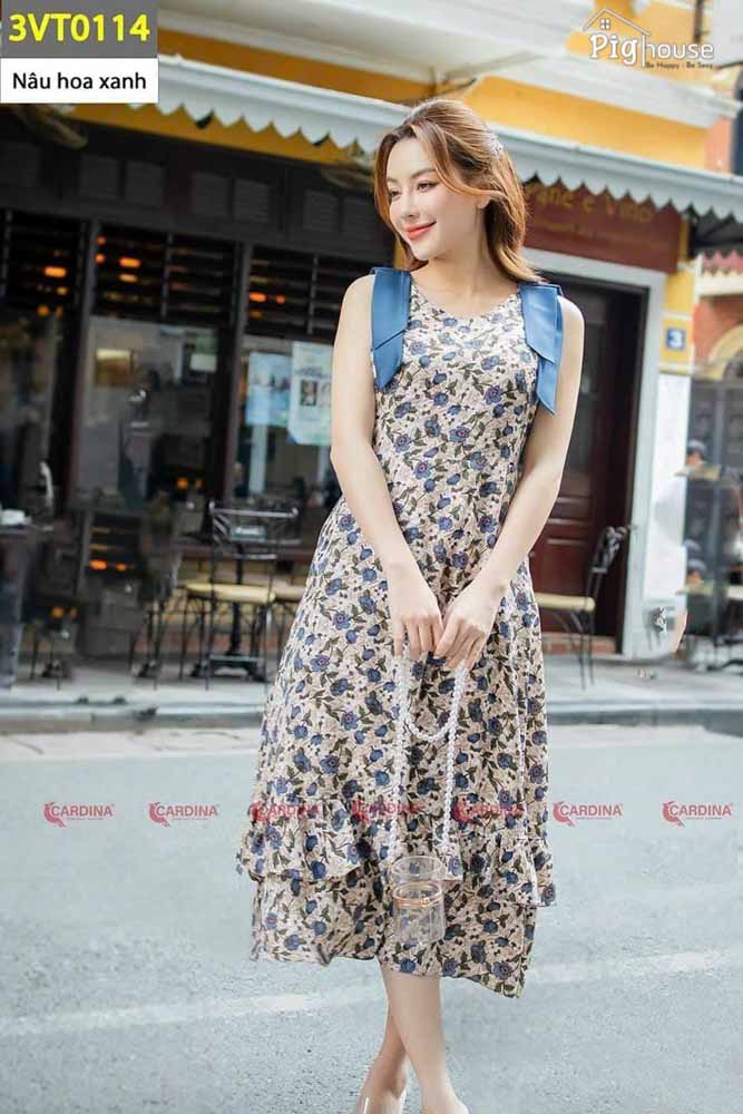Đầm maxi Cardina tay nơ 3VT01