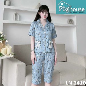 Bộ Pijama ngố in hình nơ tim