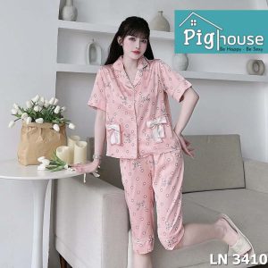 Bộ Pijama ngố in hình nơ tim