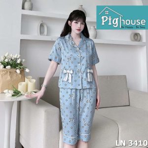 Bộ Pijama ngố in hình nơ tim