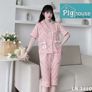 Bộ Pijama ngố in hình nơ tim