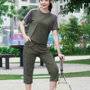 Bộ thể thao cotton cardina lửng phối tay 2cf01