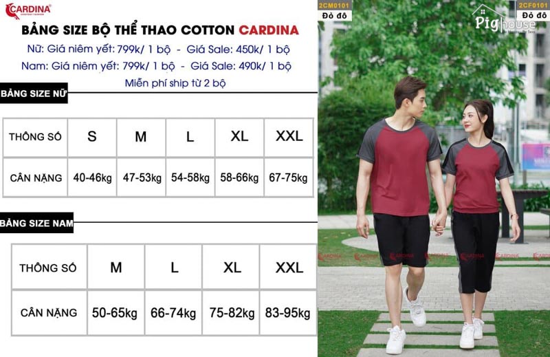 Bộ thể thao cotton cardina lửng phối tay 2cf01