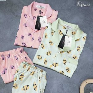 Bộ Pijama đùi in hình cánh hoa
