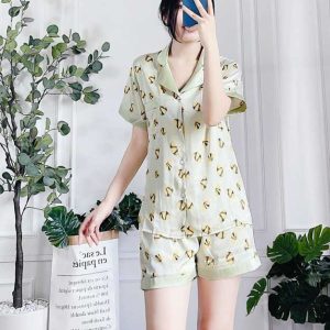 Bộ Pijama đùi in hình cánh hoa