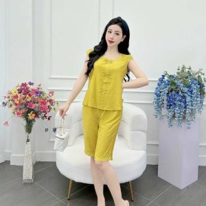 Bộ pijama đùi chất đũi cổ vuông 36311