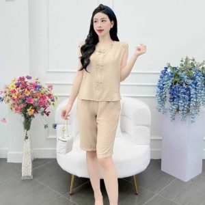 Bộ pijama đùi chất đũi cổ vuông 36311