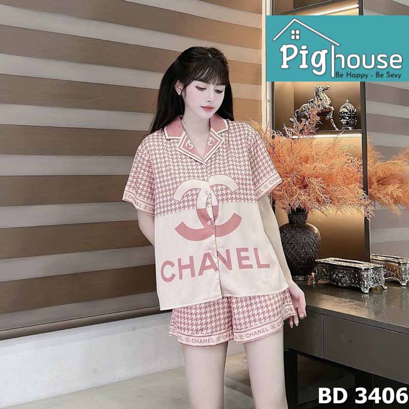 Bộ Pijama đùi chữ Channel - Hình ảnh 2
