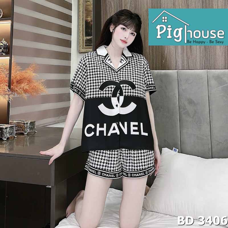 Bộ pijama đùi chữ Channel