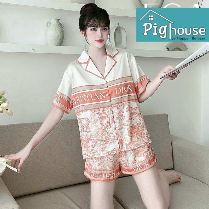 Bộ pijama đùi chữ Christian dior