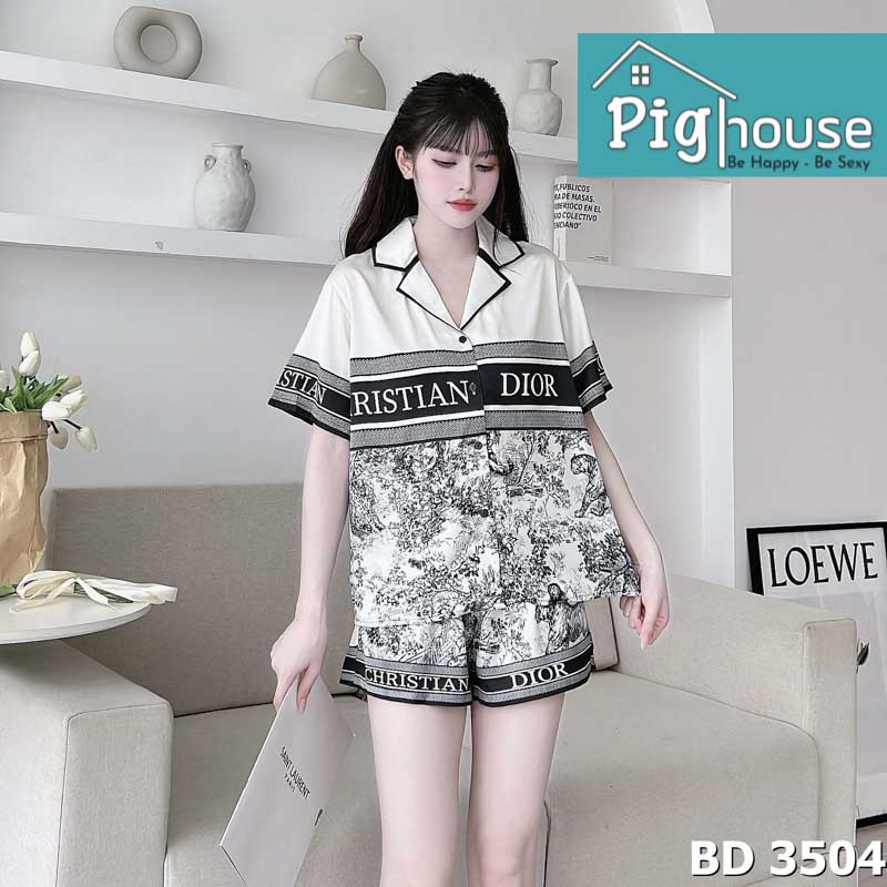 Bộ pijama đùi chữ Christian dior