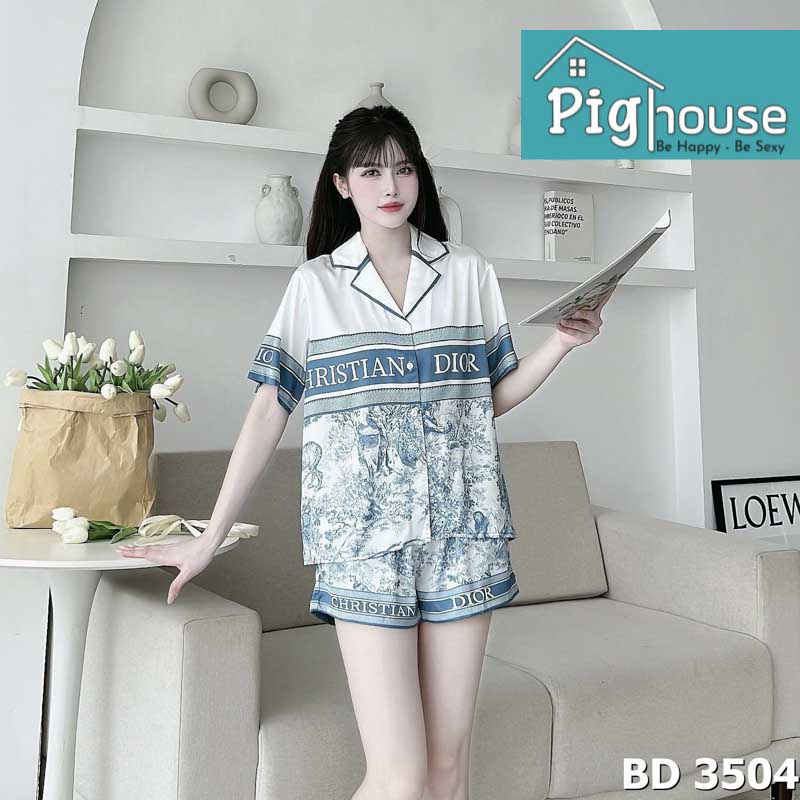 Bộ pijama đùi chữ Christian dior