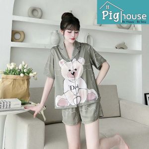 Bộ pijama đùi in hình gấu dior