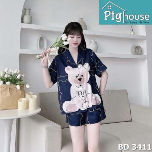 Bộ pijama đùi in hình gấu dior