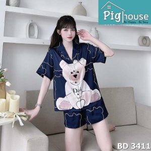 Bộ pijama đùi in hình gấu dior