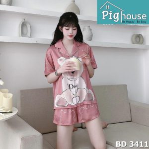 Bộ pijama đùi in hình gấu dior