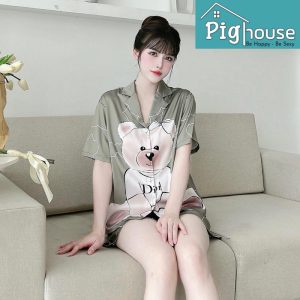 Bộ pijama đùi in hình gấu dior