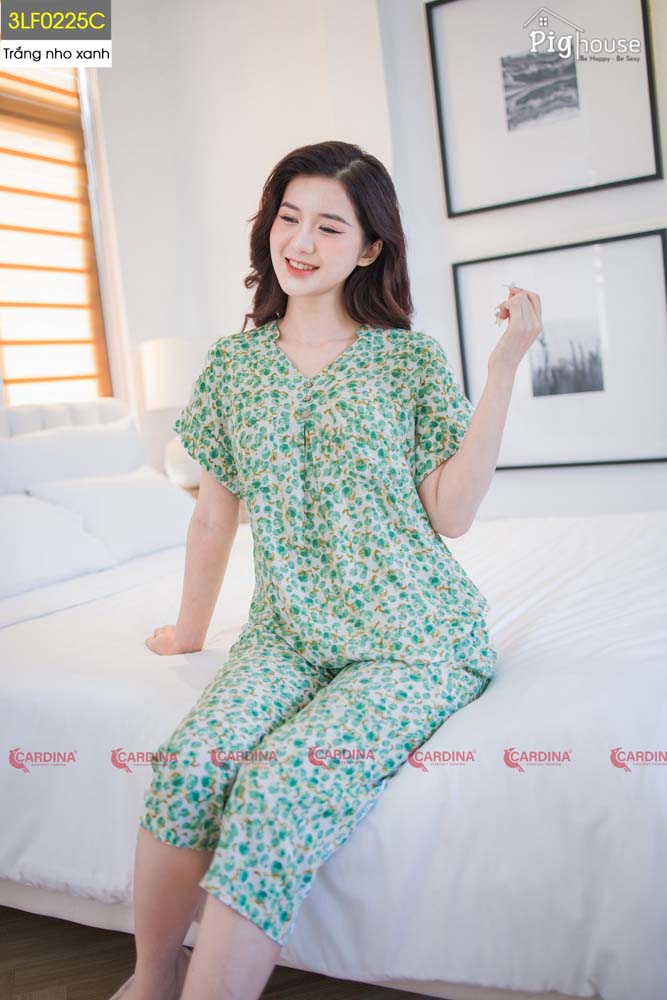 Bộ pijama lửng Cardina 3LF02 chất liệu lanh tre nhật